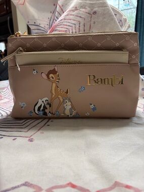 Disney Bambi Cosmetic Zip Pouch bag  with Gold Logo